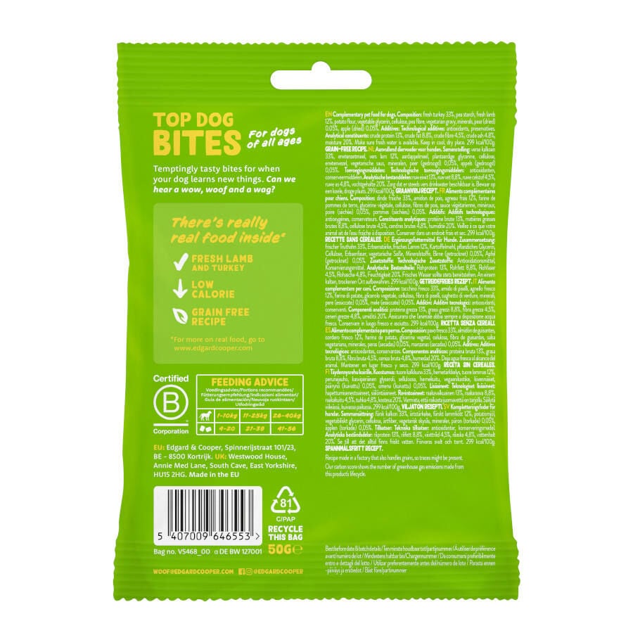 50 g Edgard & Cooper Bocaditos Mini de Cordero y Pavo para perros, , large Imagen numero 7